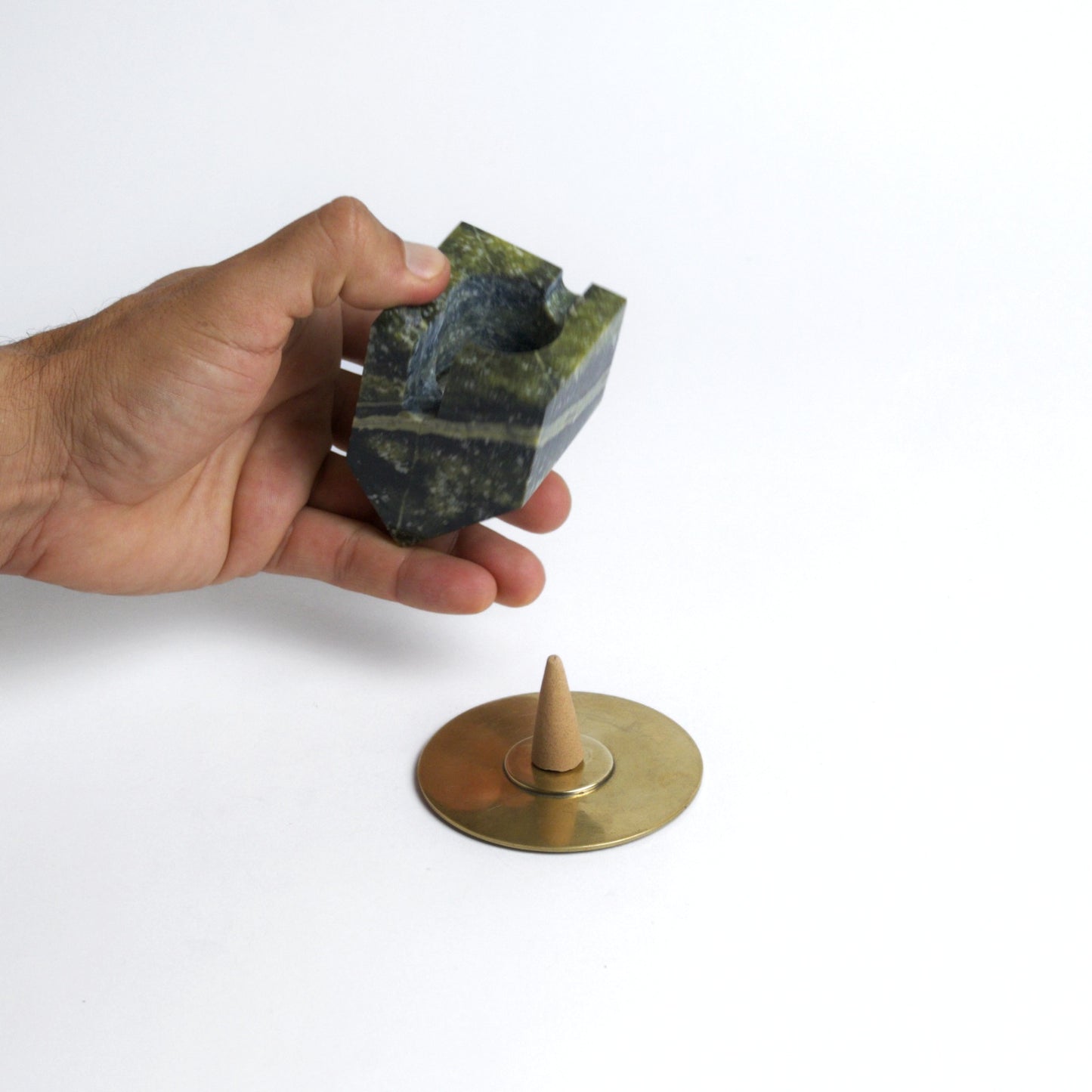 The Stone Casita | Sculptural Incense Burner & Cord Weight | Green Serpentine