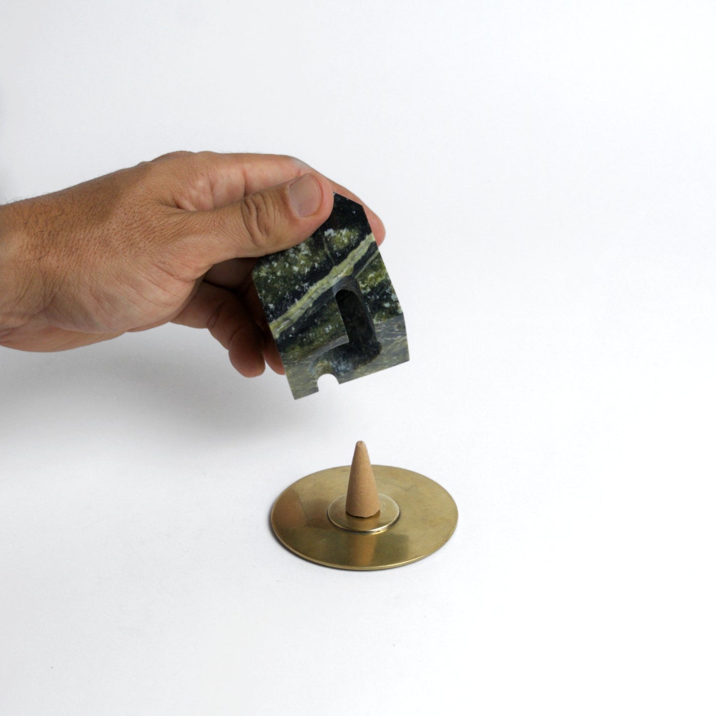 The Stone Casita | Sculptural Incense Burner & Cord Weight | Green Serpentine