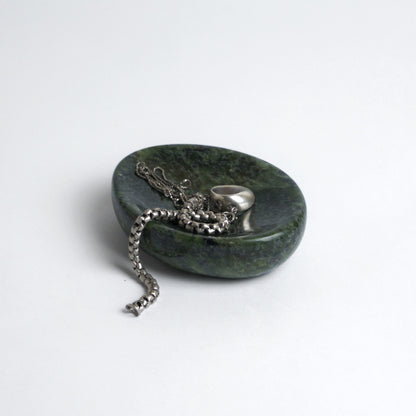 Organic Gemstone Catchall | Stone Dish | Green Nefrite