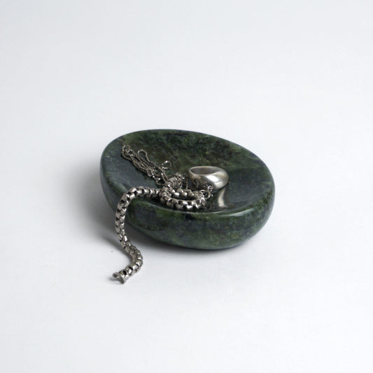 Organic Gemstone Catchall | Stone Dish | Green Nefrite