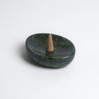 Organic Gemstone Catchall | Stone Dish | Green Nefrite
