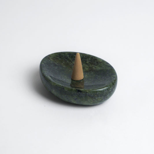Organic Gemstone Catchall | Stone Dish | Green Nefrite