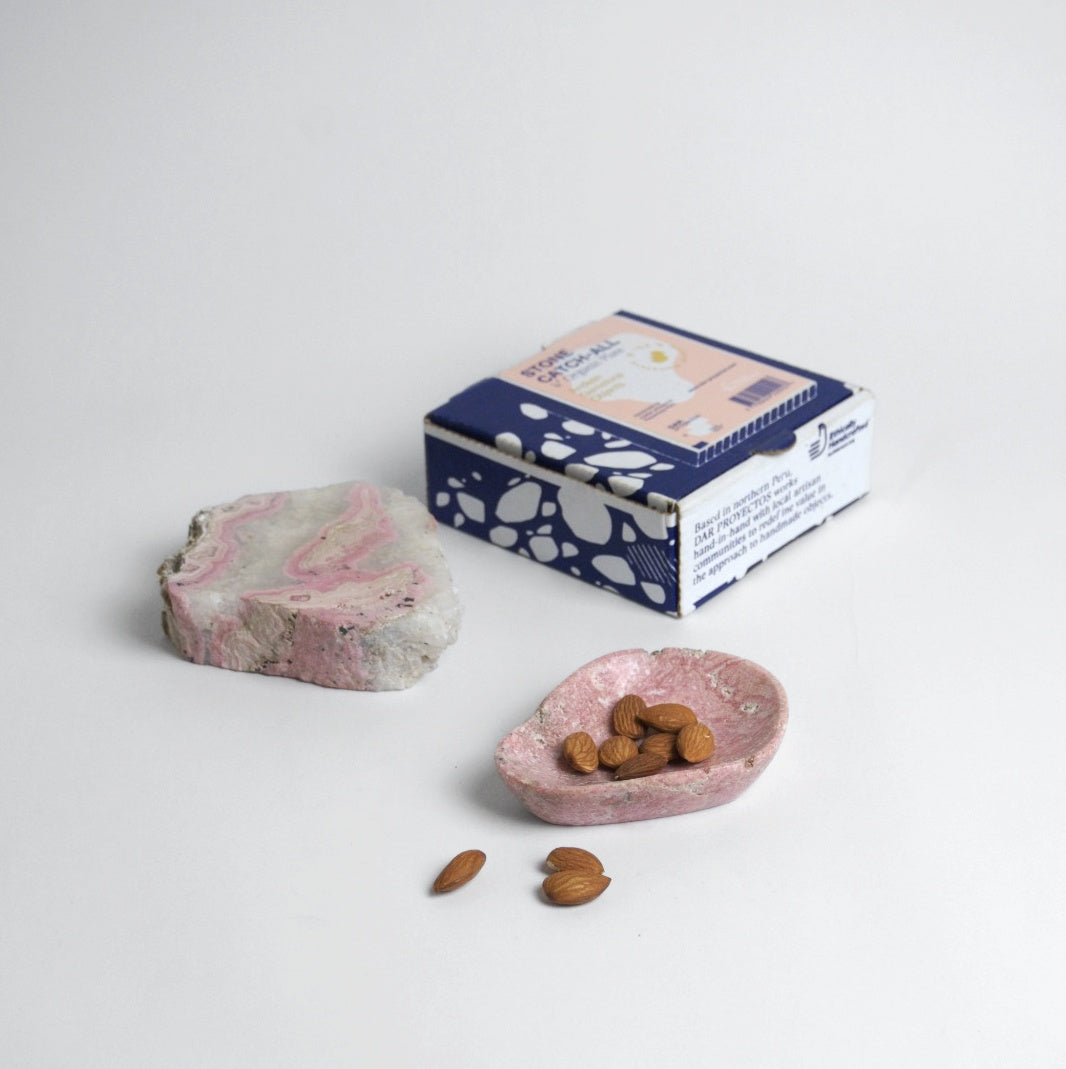 Organic Gemstone Catchall | Sculptural Stone Dish | Rhodonite Pink