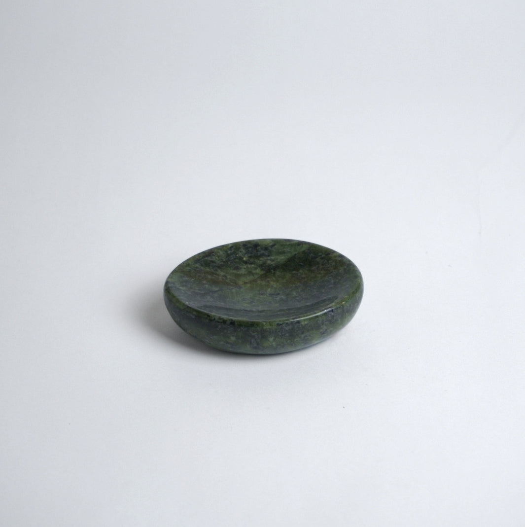 Organic Gemstone Catchall | Stone Dish | Green Nefrite