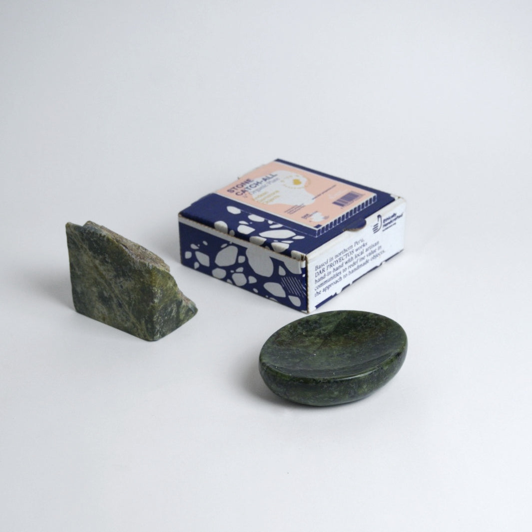 Organic Gemstone Catchall | Stone Dish | Green Nefrite