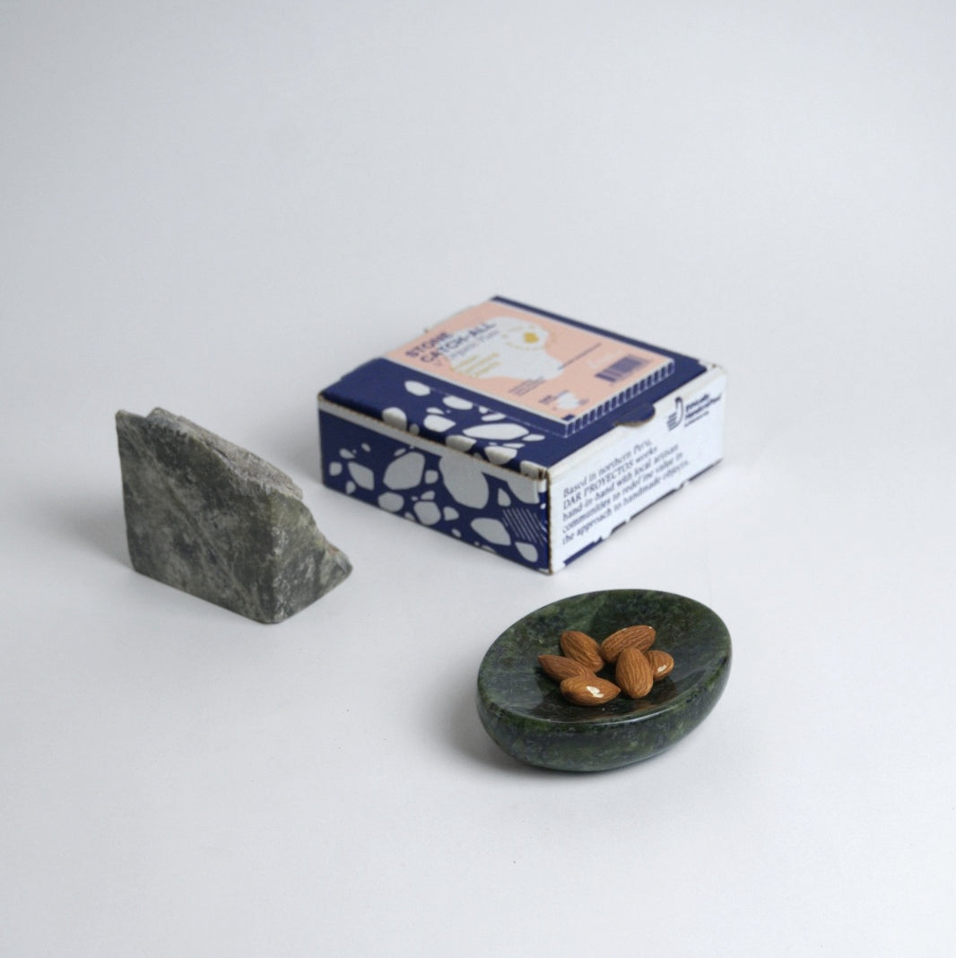 Organic Gemstone Catchall | Stone Dish | Green Nefrite