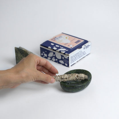Organic Gemstone Catchall | Stone Dish | Green Nefrite