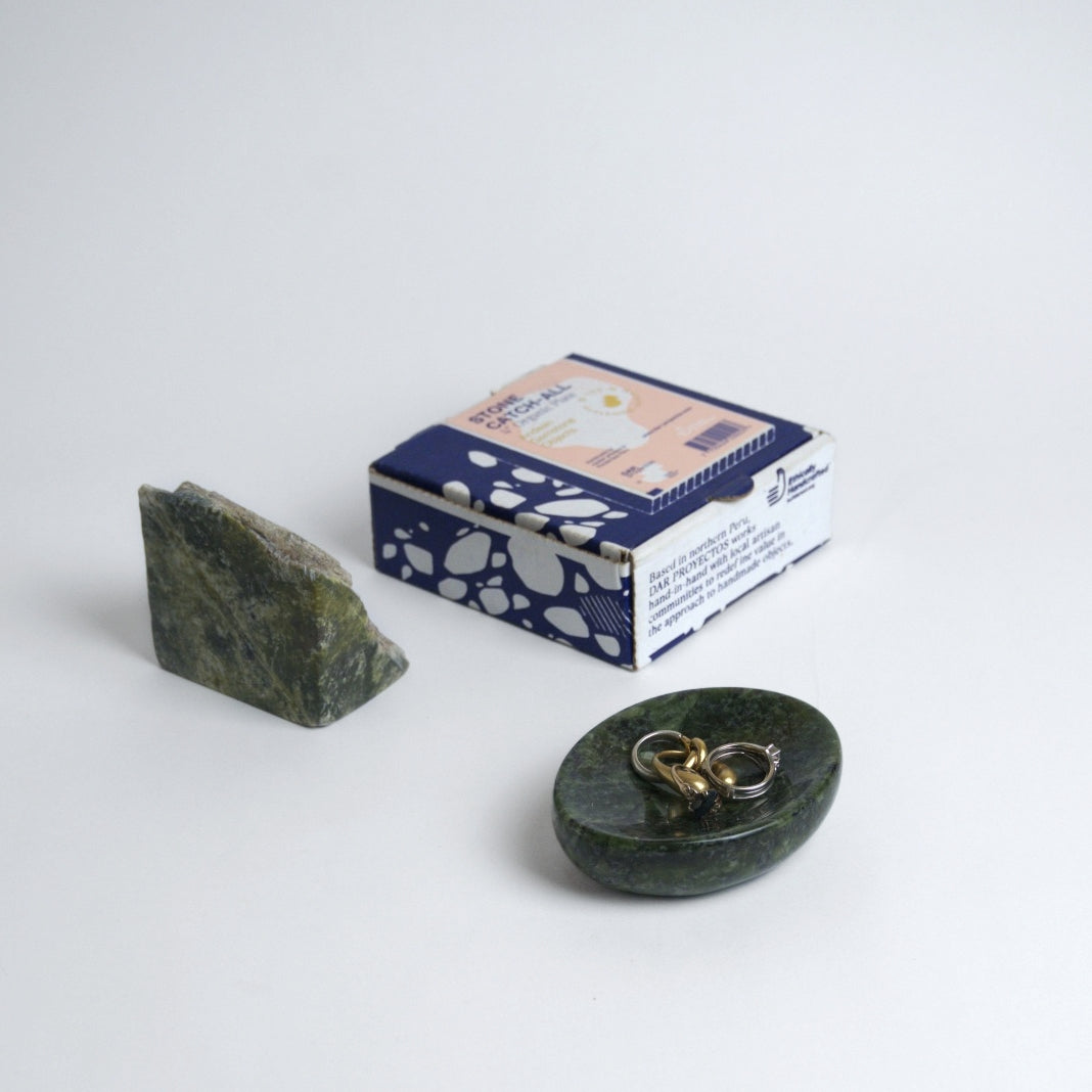 Organic Gemstone Catchall | Stone Dish | Green Nefrite