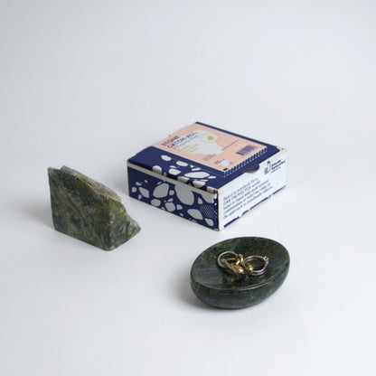 Organic Gemstone Catchall | Stone Dish | Green Nefrite