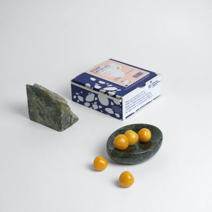 Organic Gemstone Catchall | Stone Dish | Green Nefrite