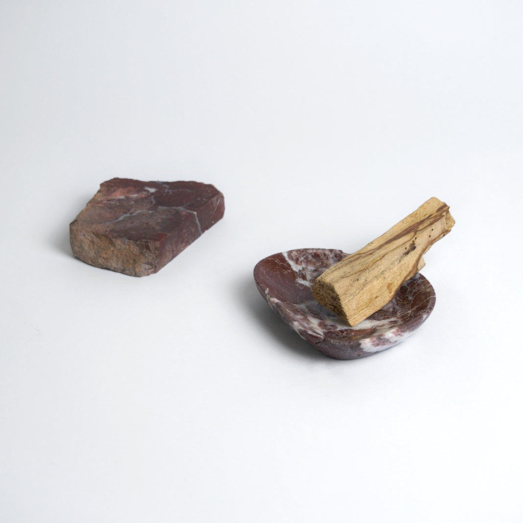 Organic Gemstone Catchall | Sculptural Stone Dish | Red Jasper