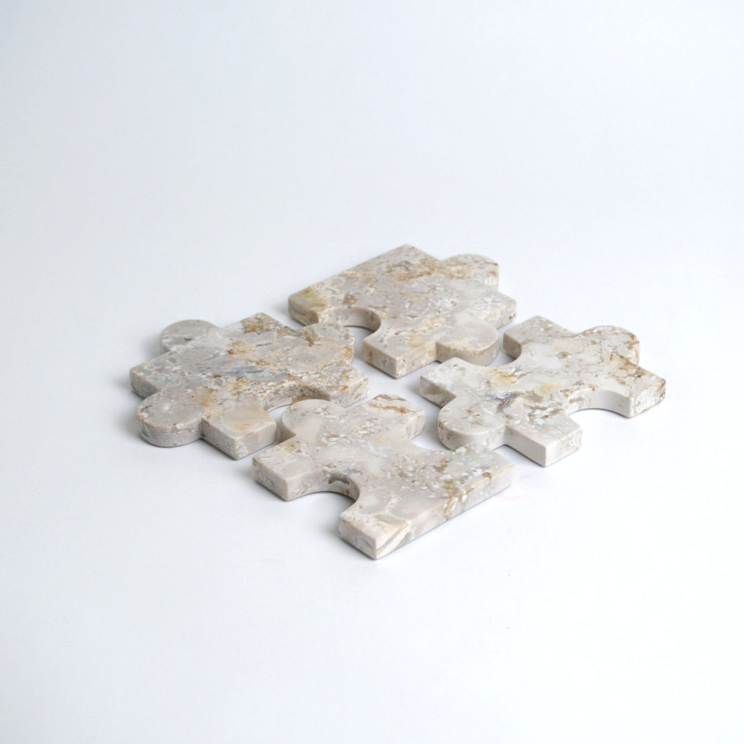 Handcrafted Soapstone Puzzle Coasters | Stone Trivet Set