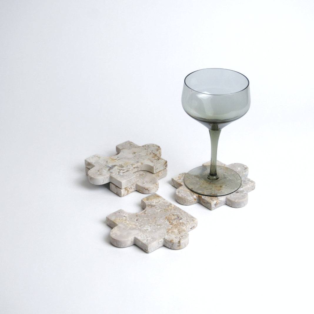 Handcrafted Soapstone Puzzle Coasters | Stone Trivet Set