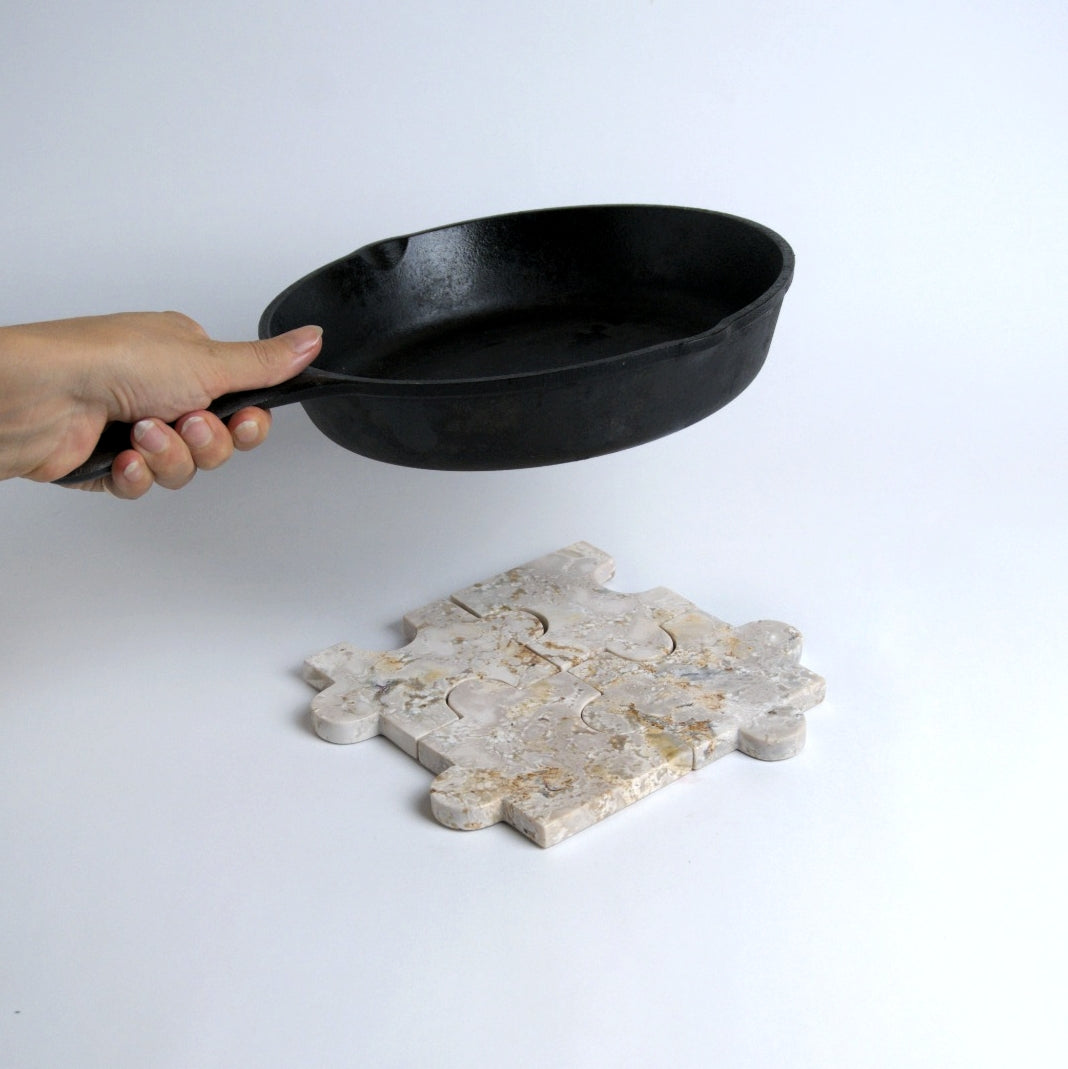Handcrafted Soapstone Puzzle Coasters | Stone Trivet Set