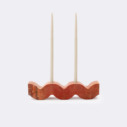 Wavy gemstone candelabra jasper orange