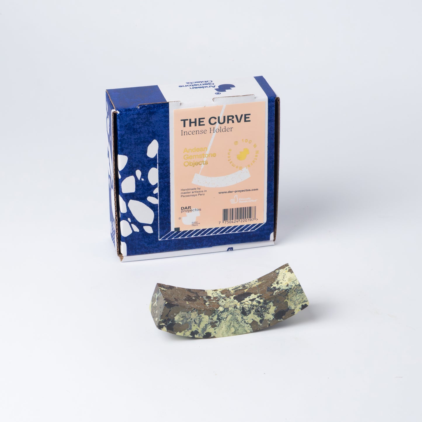 Smile gemstone incense holder - serpentine green