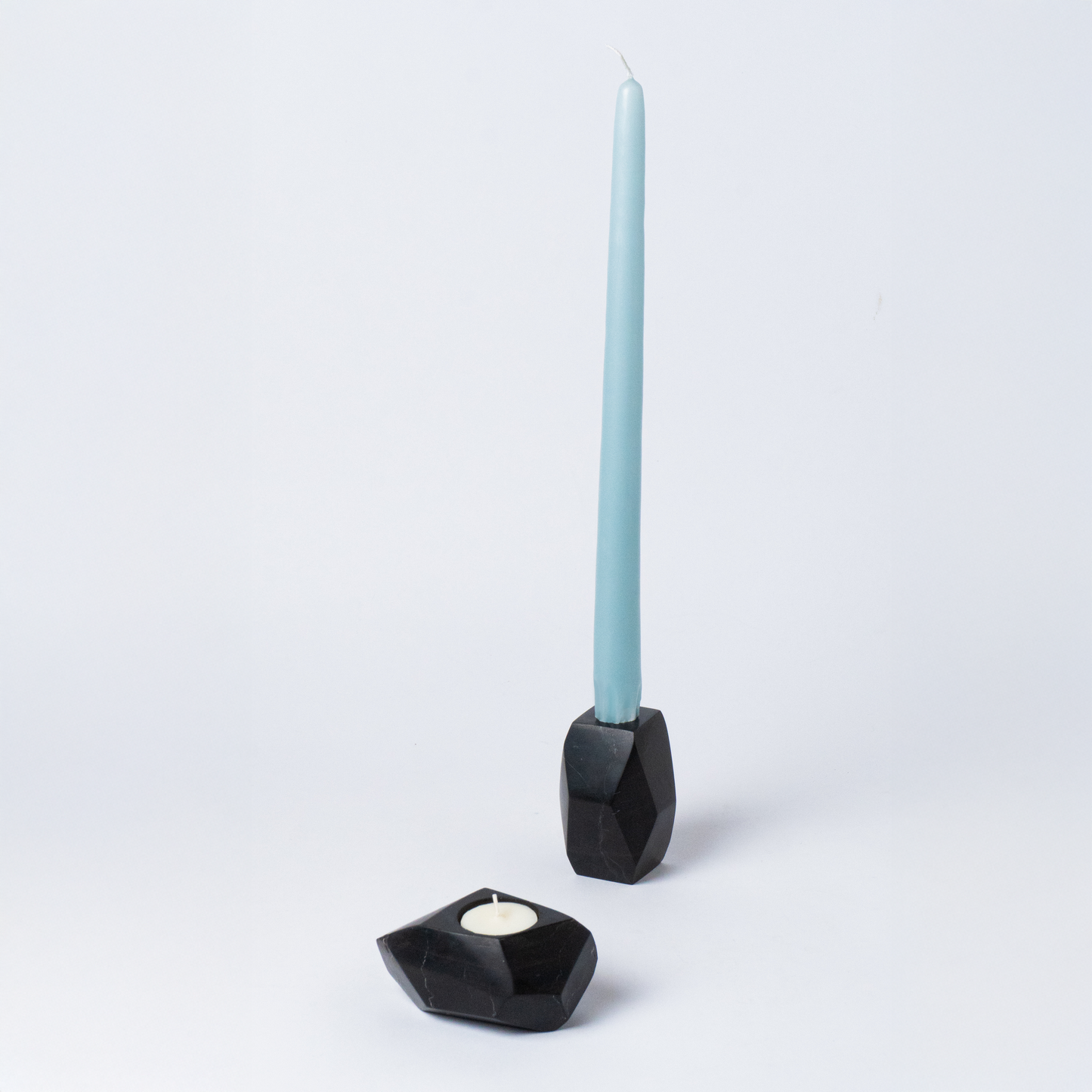 Gemstone faceted candelabra Black Onyx