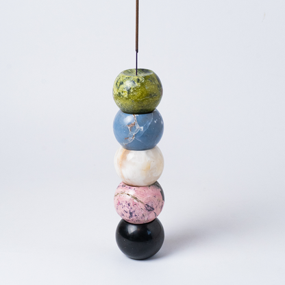 Gemstone sphere incense holder Celestine
