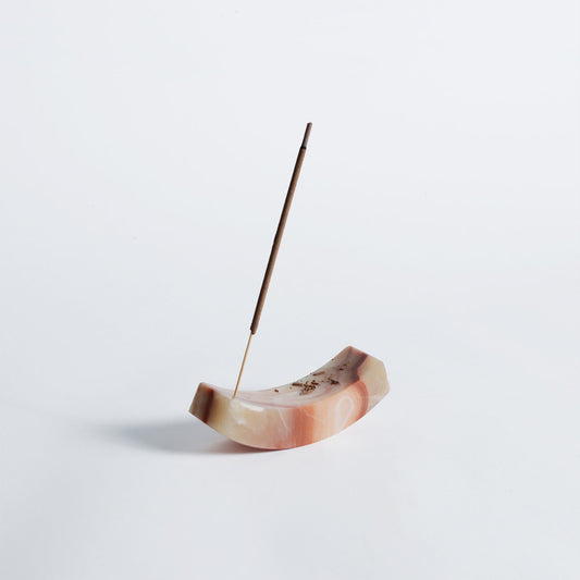 Smile gemstone incense holder - creamy soapstone