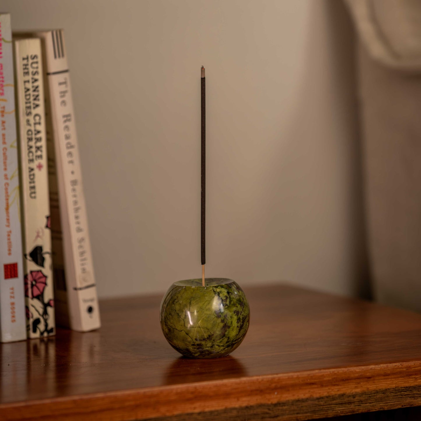 Gemstone Sphere Incense Holder- Serpentine Green