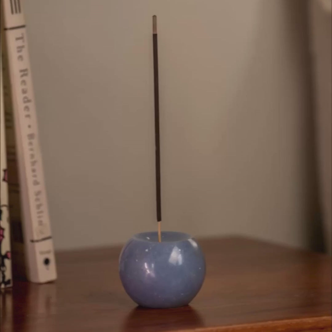 Gemstone sphere incense holder - Rhodonite pink