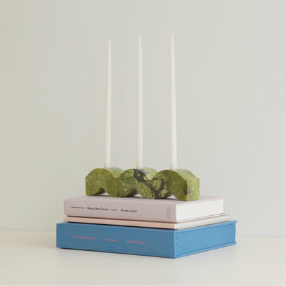 Wavy gemstone candelabra - Serpentine green