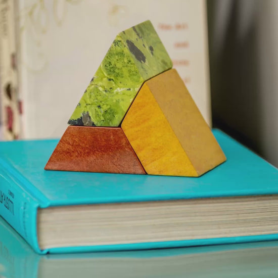 Triangle 3D Gemstone puzzle – Serpentine, Soapstone & Jasper