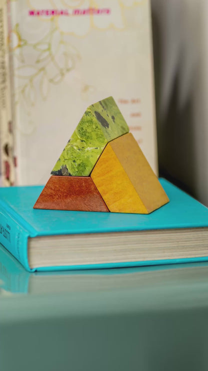 Triangle 3D Gemstone puzzle – Serpentine, Soapstone & Jasper
