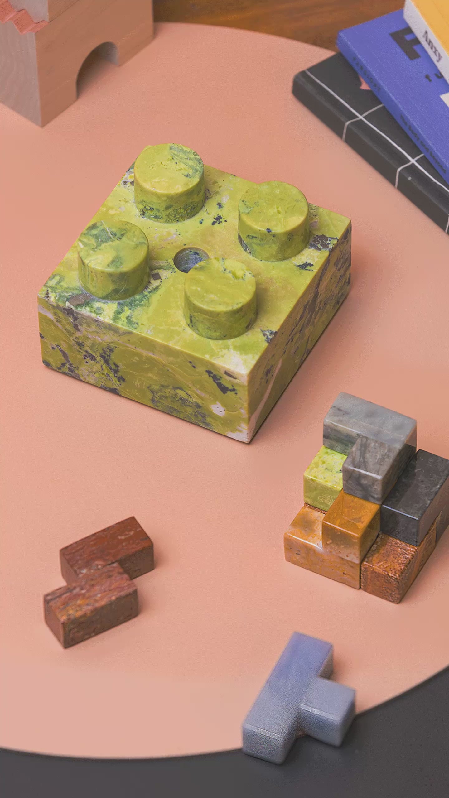 Brick Puzzle Phone Stand Holder - Serpentine Green