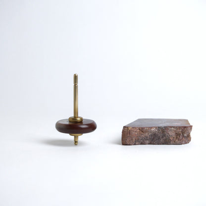 Kinetic Gemstone & Brass Spin Top | Sculptural Desk Object | Red Jasper