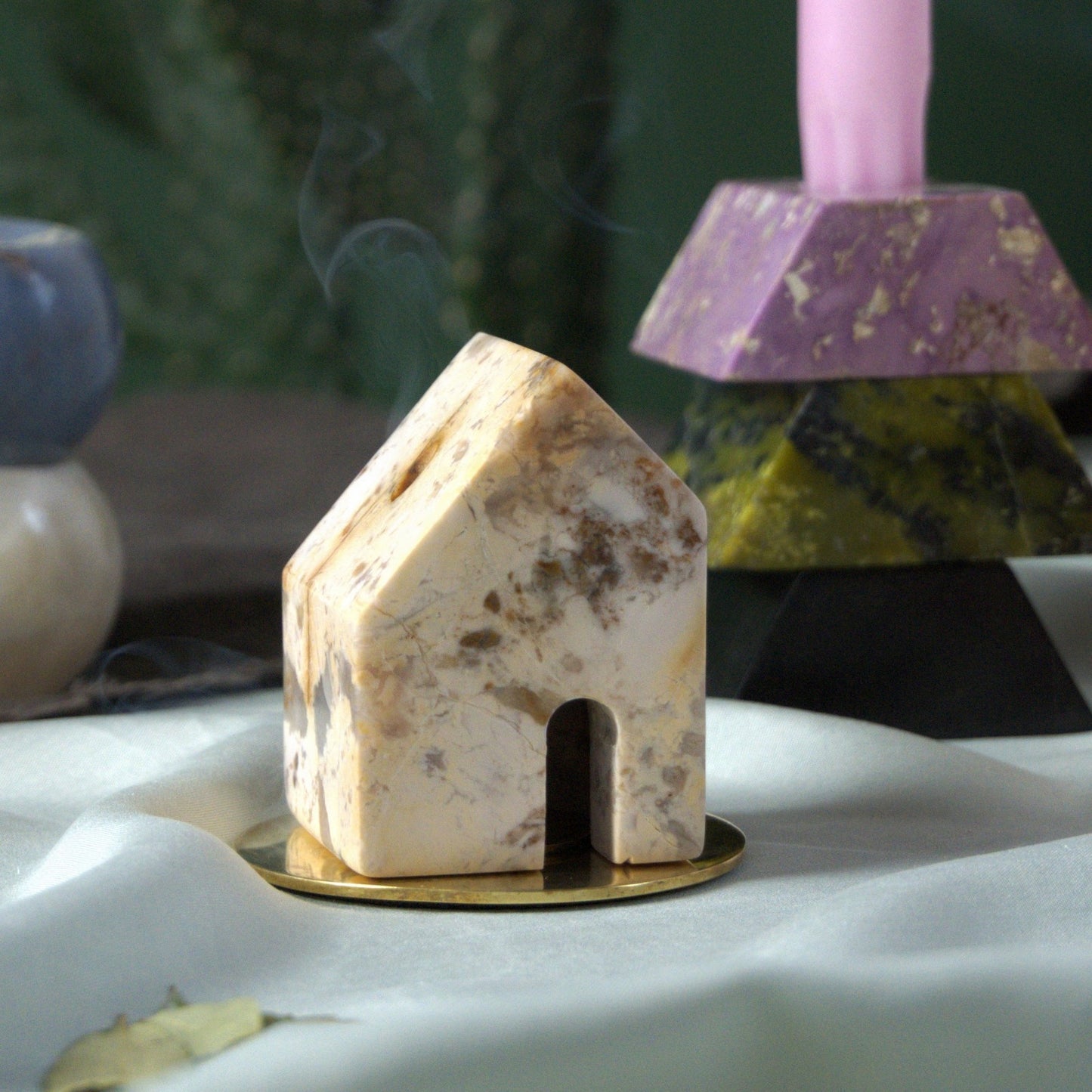 The Stone Casita | Sculptural Incense Burner & Cord Weight | Creamy Soapstone