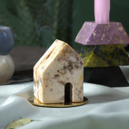 The Stone Casita | Sculptural Incense Burner & Cord Weight | Creamy Soapstone