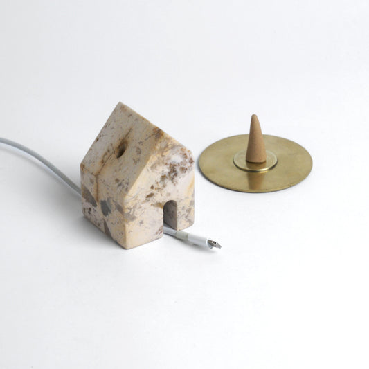 The Stone Casita | Sculptural Incense Burner & Cord Weight | Creamy Soapstone