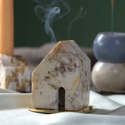The Stone Casita | Sculptural Incense Burner & Cord Weight | Creamy Soapstone