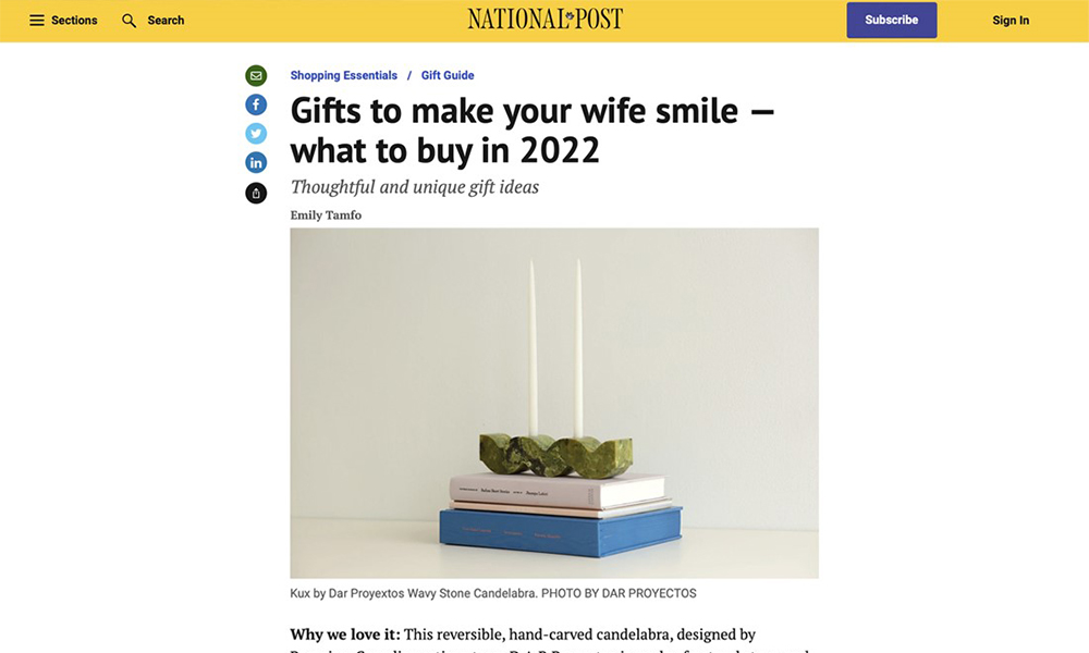NATIONAL POST – “Gifts to make your wife smile”